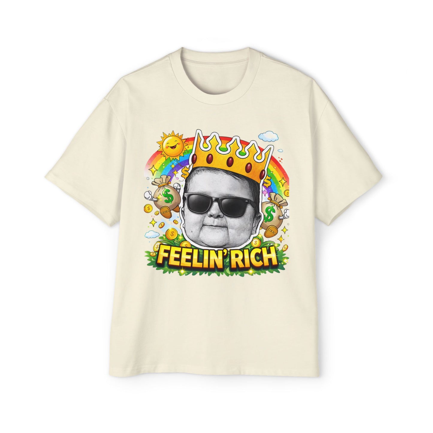 Hasbulla Feelin’ Rich T-Shirt Funny Meme Graphic Tee Crown Money Streetwear