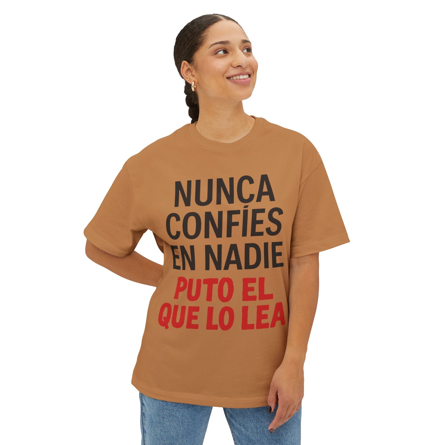 NUNCA CONFÍES Edgy Graphic Tee for Bold Statements, Street Style Shirt, Casual Wear, Gift for Friends, Trendy Top for Everyday