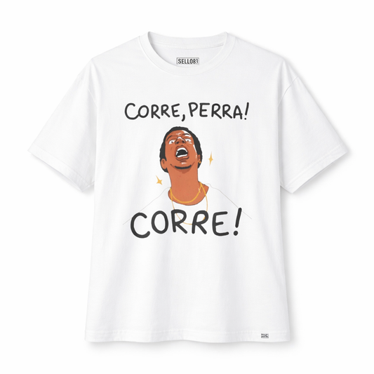 Corre, Perra! Graphic Tee — Funny Spanish Slogan Boxy T‑Shirt