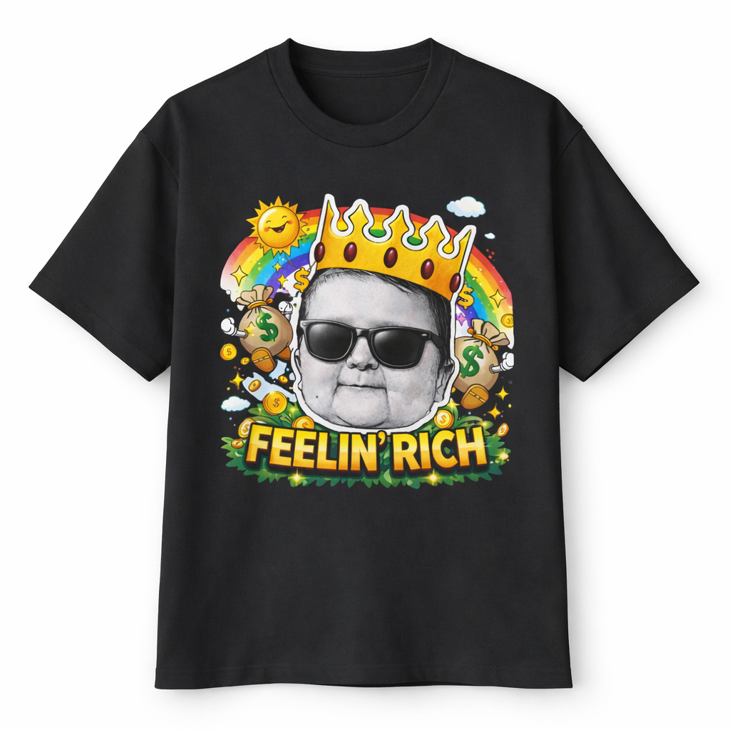 Hasbulla Feelin’ Rich T-Shirt Funny Meme Graphic Tee Crown Money Streetwear