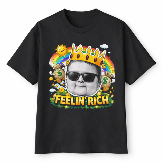 Hasbulla Feelin’ Rich T-Shirt Funny Meme Graphic Tee Crown Money Streetwear